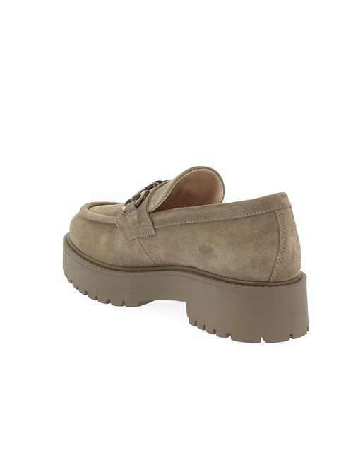 mocassino da donna in camoscio beige NERO GIARDINI | I411390D501